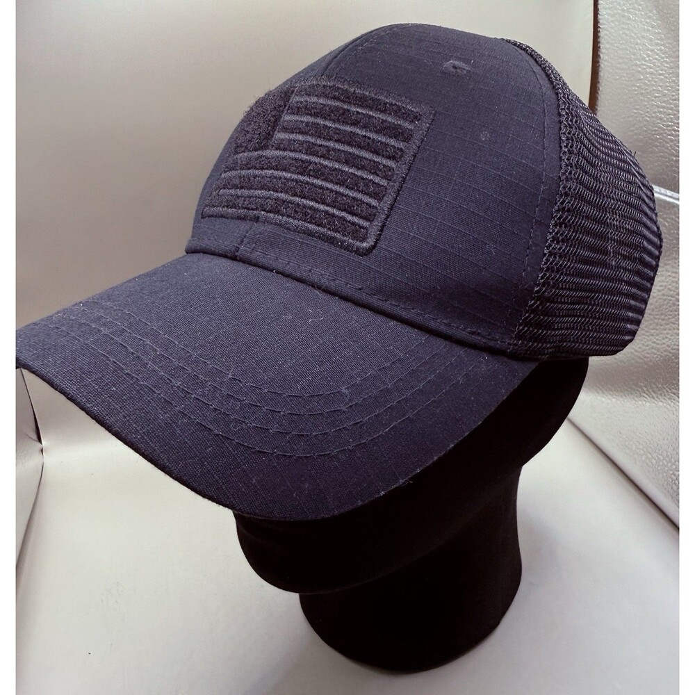 HIGHLAND TACTICAL USA FLAG ADJUSTABLE SNAPBACK TRUCKER/MESH HAT/CAP, BLACK